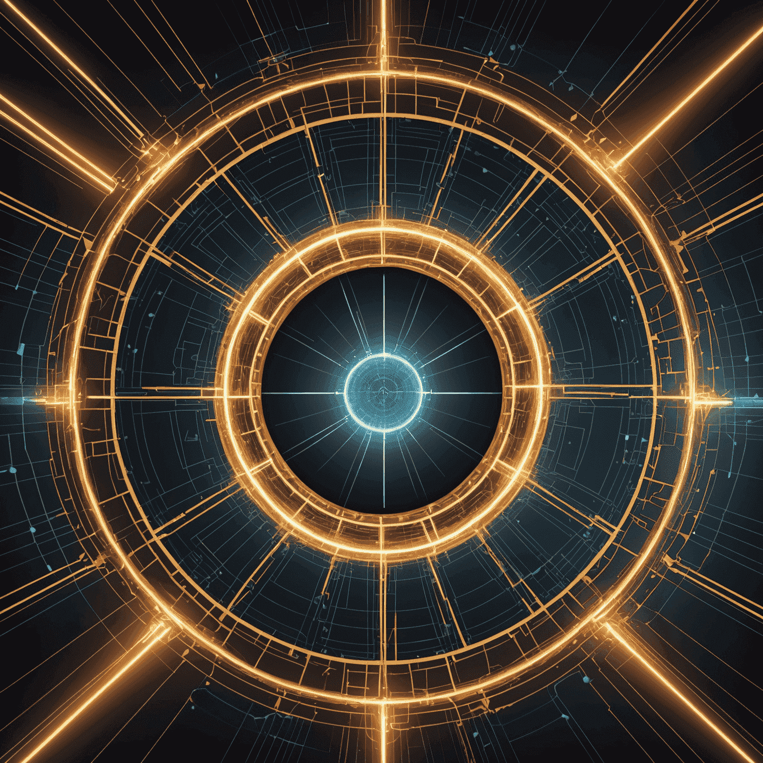 Abstract representation of quantum-resistant encryption, featuring complex geometric patterns and light trails symbolizing secure data transmission